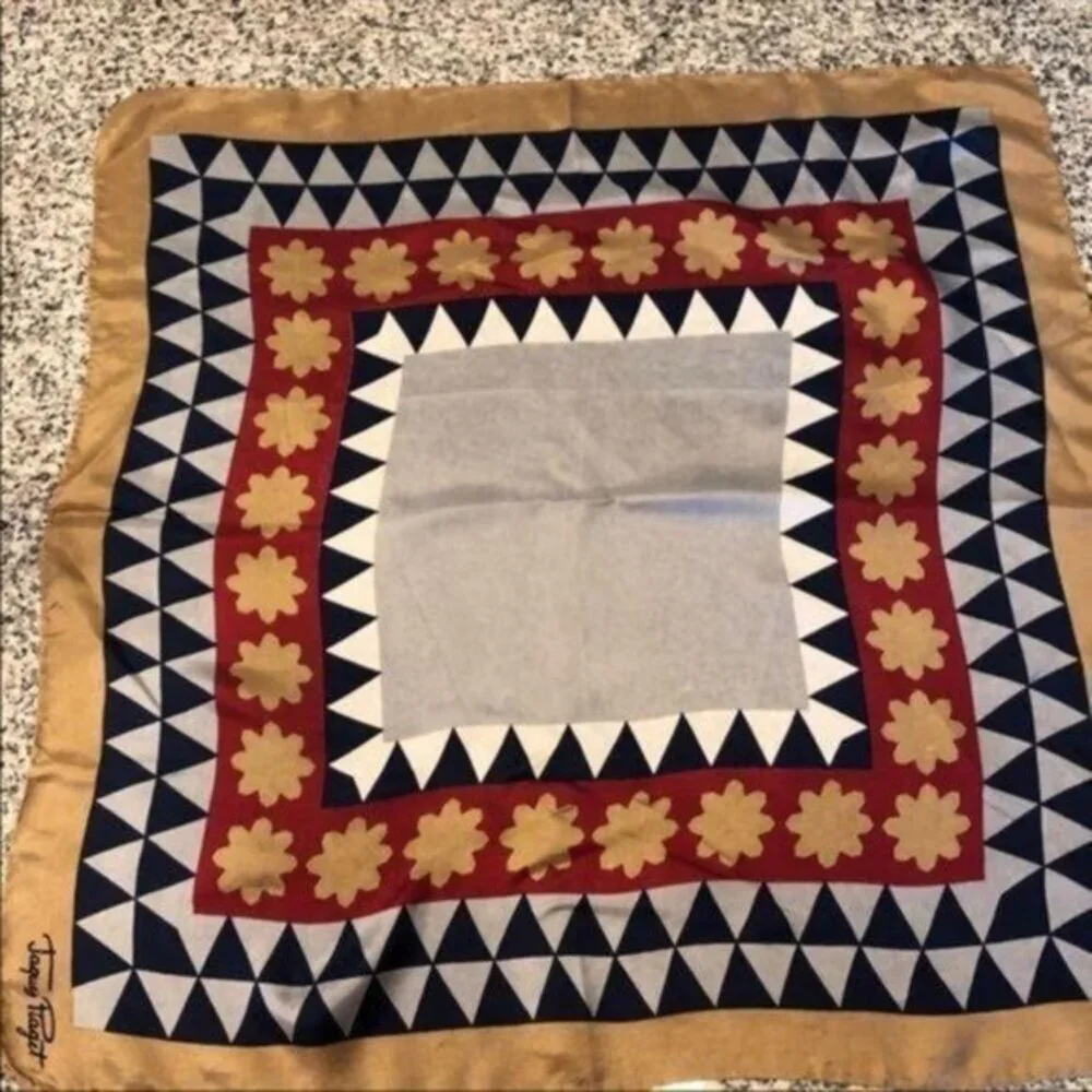 Vintage Jacques Piaget Scarf Geometric Print - Picture 4 of 4